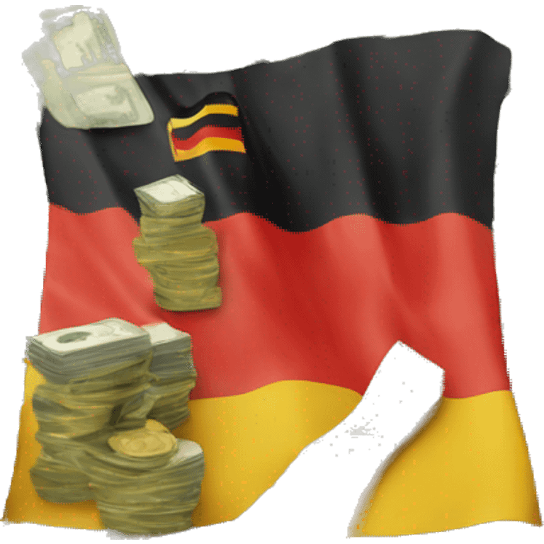 german flag sitting in pile of cash emoji