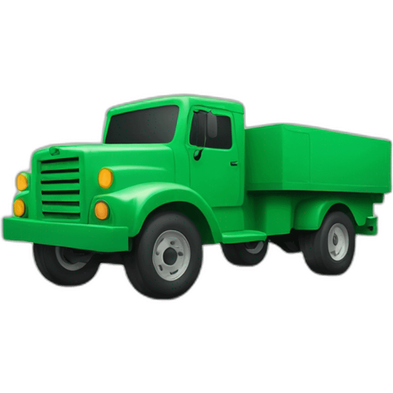 Create a minimalistic green truck in 2D style emoji