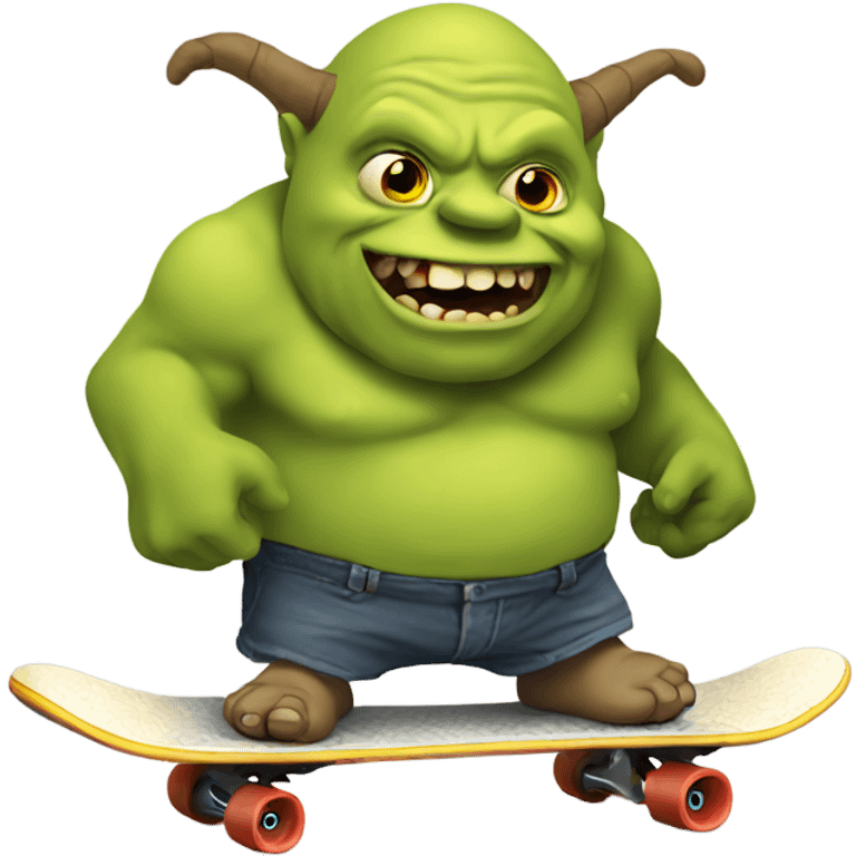 Ogre on a skateboard emoji