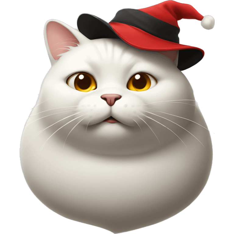 a fat cat with red hat emoji