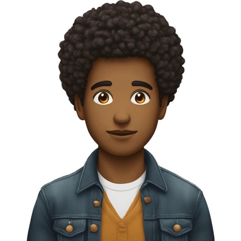 Jeune homme avec une afro et des boucles d'oreilles avec le regard séducteur  emoji