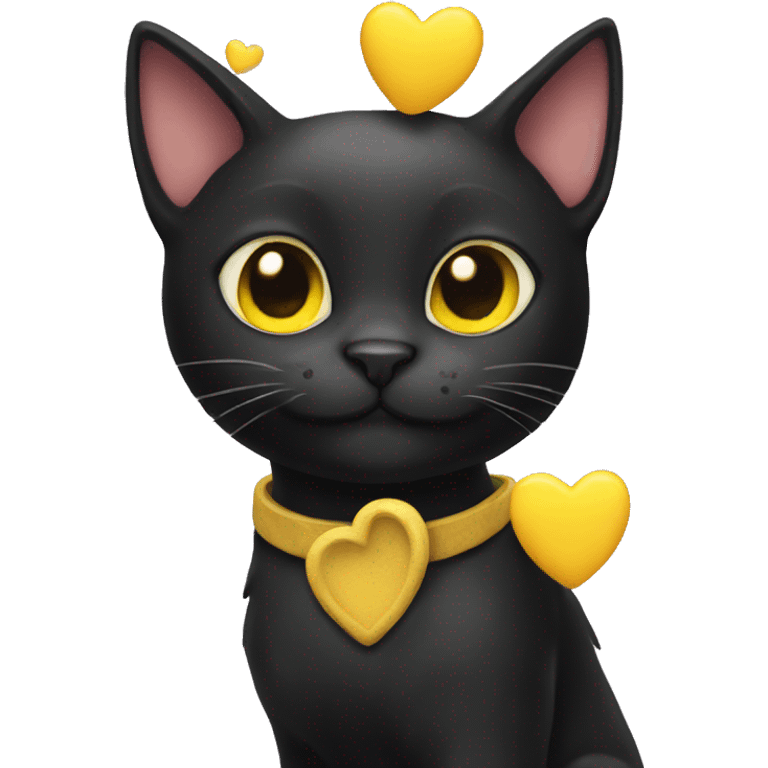 Black cat with yellow hearts emoji