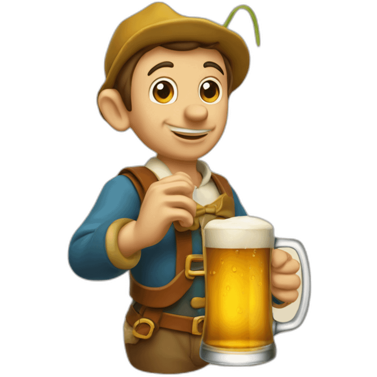 Pinocchio qui bois une biere emoji