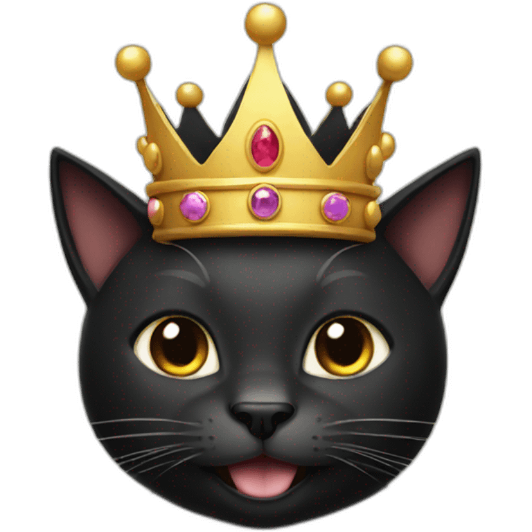 Black happy cat with crown emoji