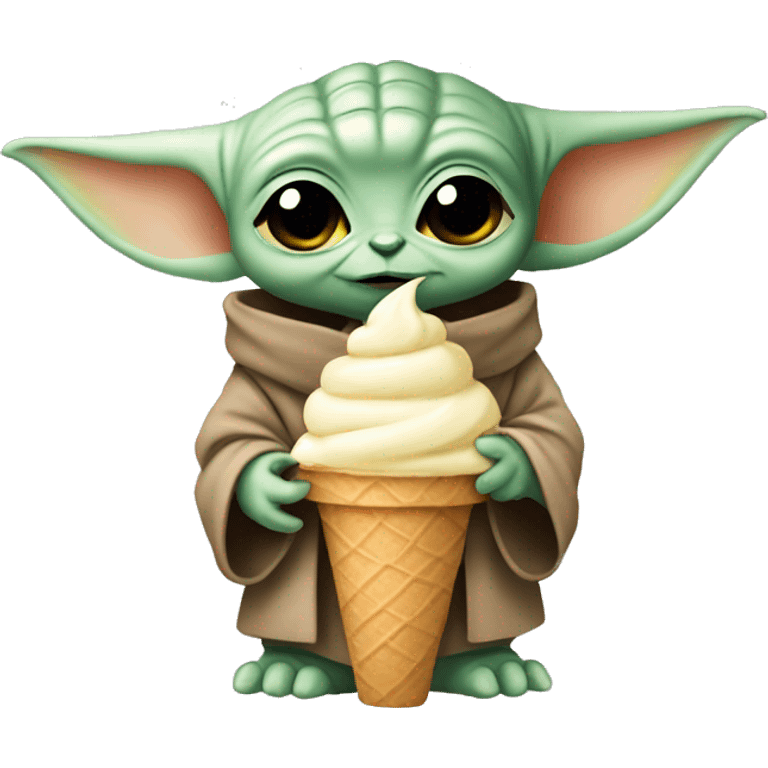 baby yoda eating ice cream cone emoji