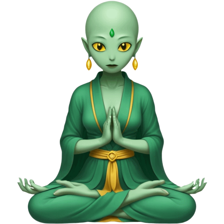 a Reptilian alien woman,in meditation emoji