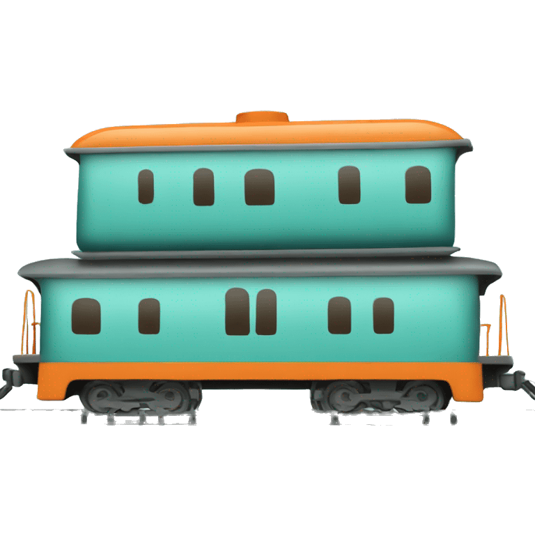 Train turquoise et orange emoji