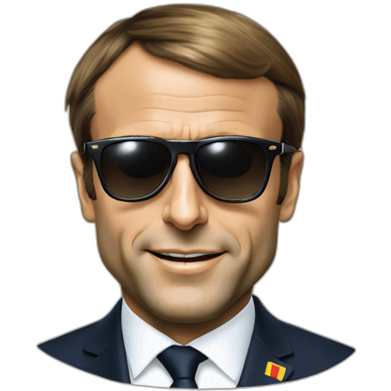 Emmanuel Macron wearing euro currency shaped sunglasses emoji