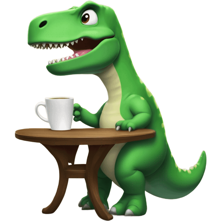 dinosaur drinks coffee emoji