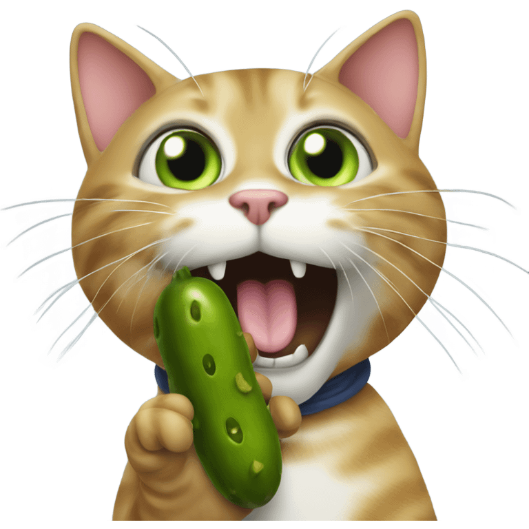 Cat playing with pickle emoji