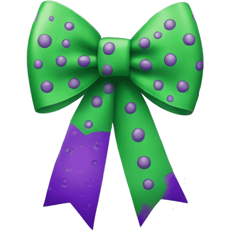 green bow with purple dots emoji