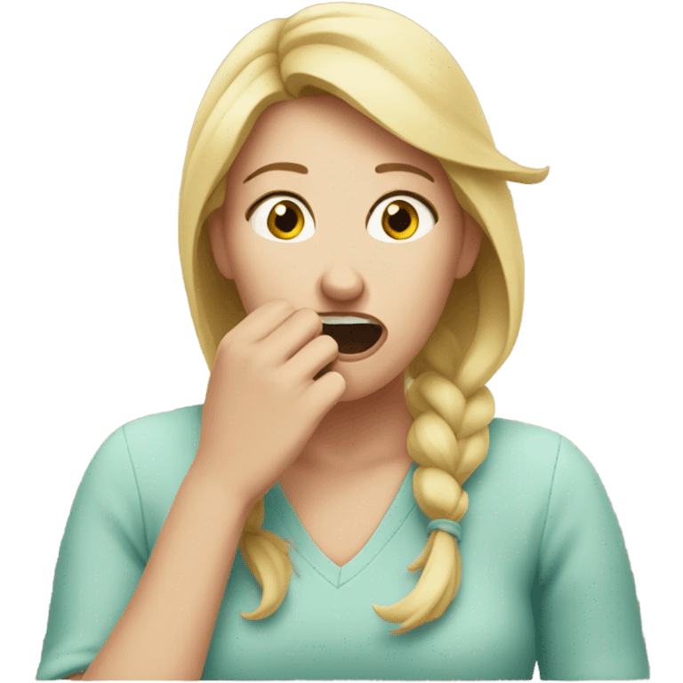 White woman biting her nails anxiously  emoji