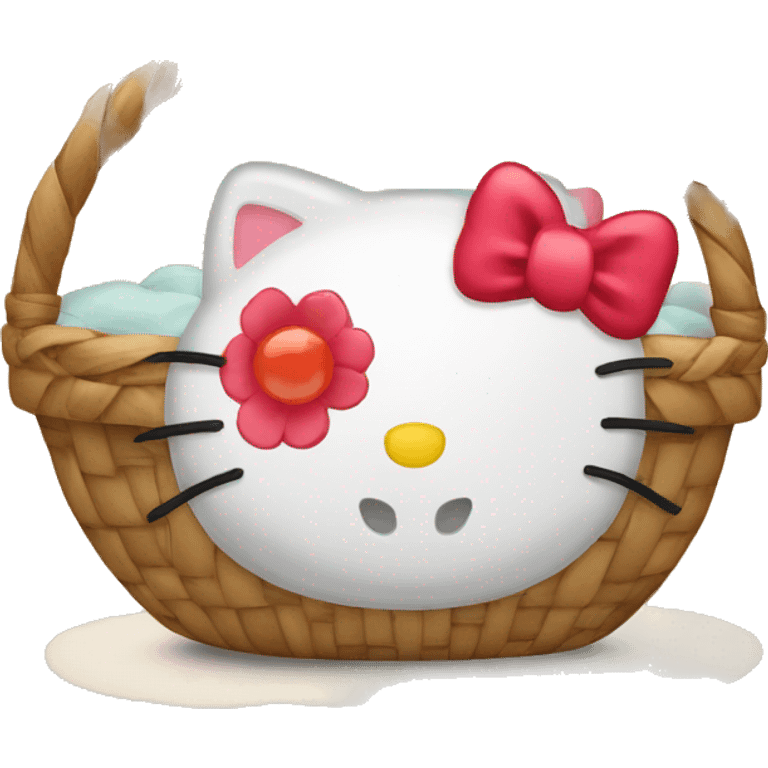 Basket with hello kitty emoji