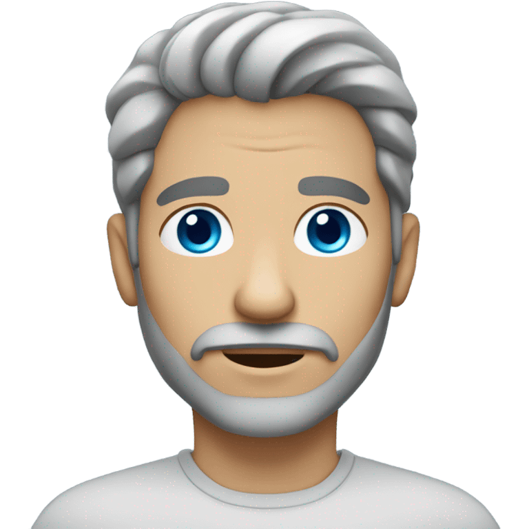 Longer hair Gray man blue eyes goatee emoji