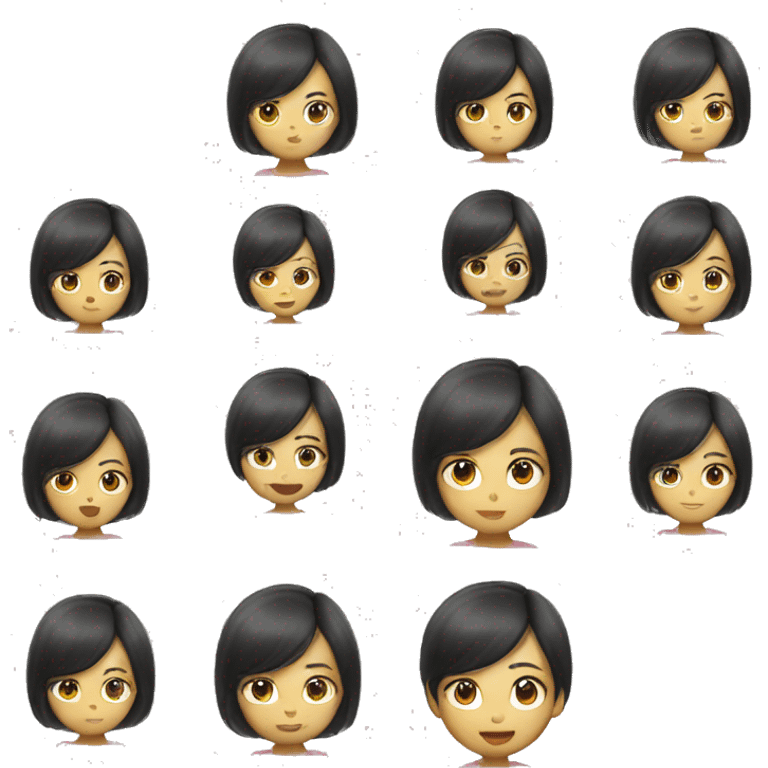 short hair asian girl looking for job emoji