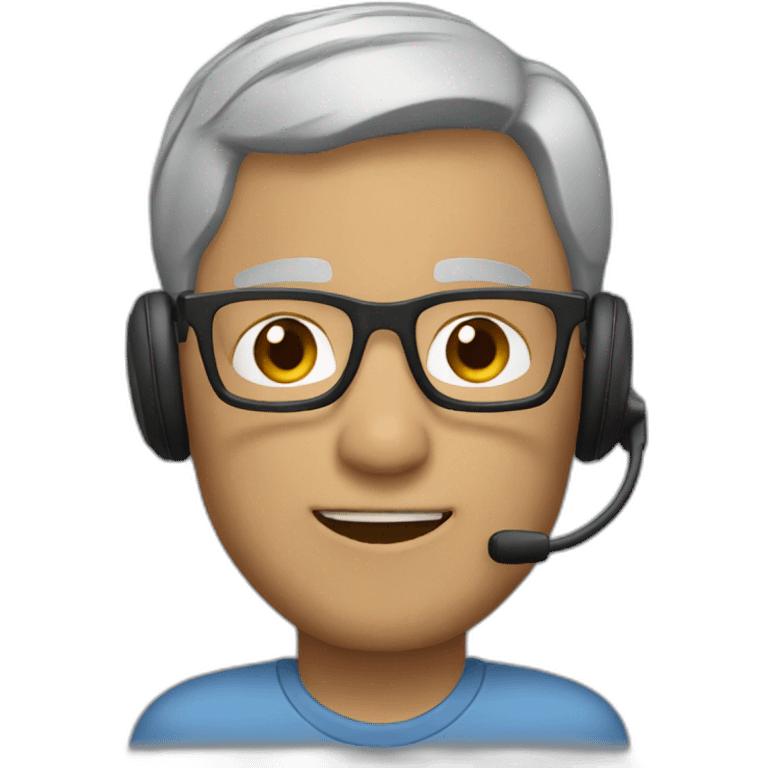 man short grey hair small glasses and headset emoji