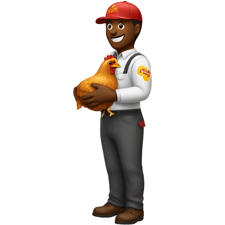 bojangles worker holding chicken leg emoji