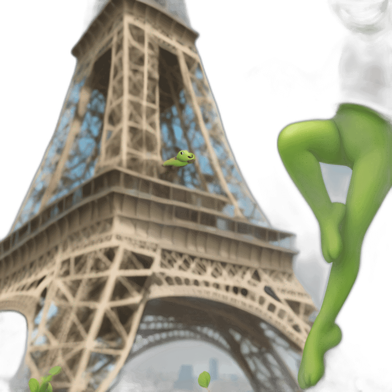 Person who is dancing on the top of eiffel tower with a turtle emoji