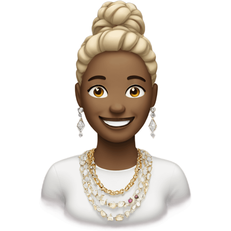 smiling woman with jewelry emoji