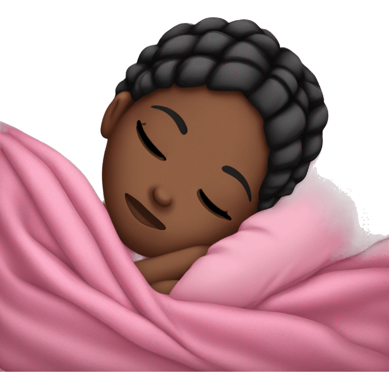 Black girl sleeping with pink blanket and black braids  emoji