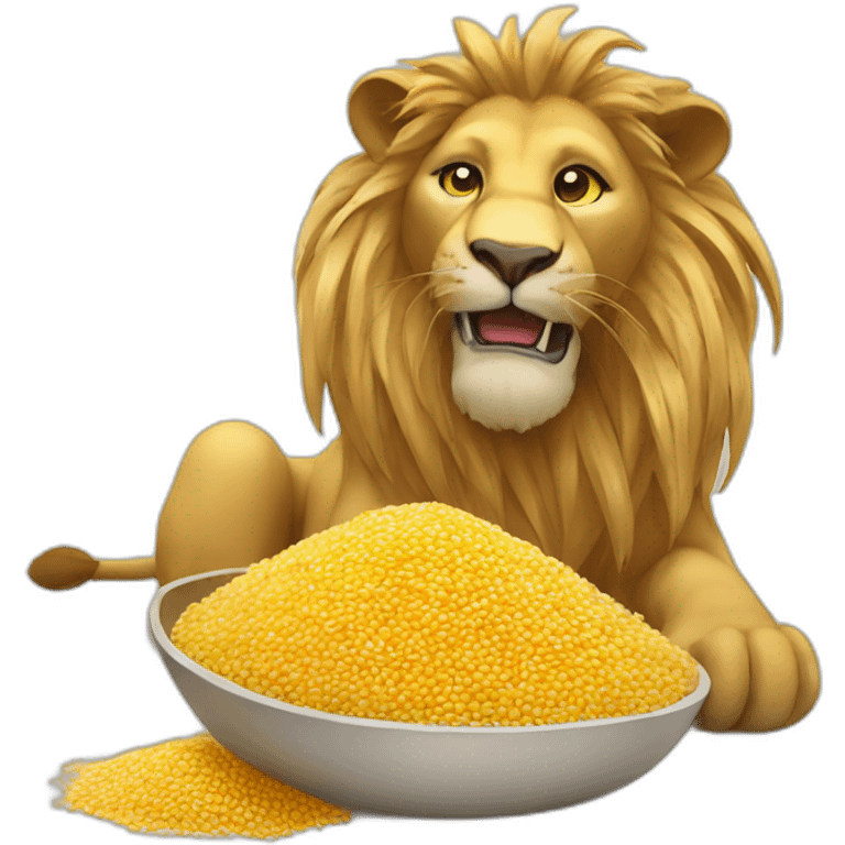 Lion pours millet emoji