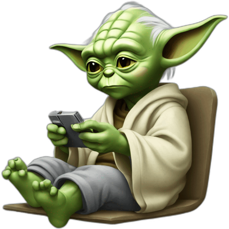 Yoda playing gameboy emoji