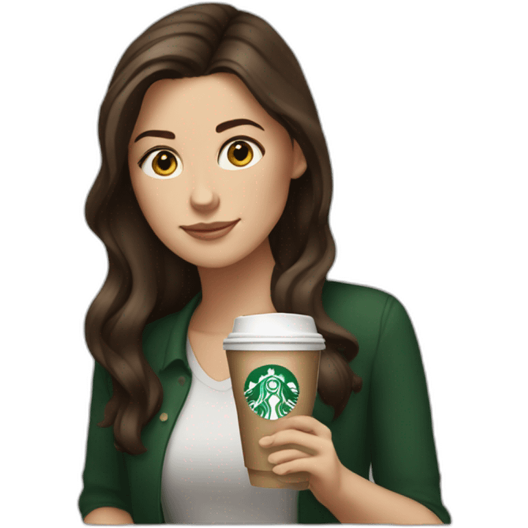 brunette white girl drinking starbucks emoji