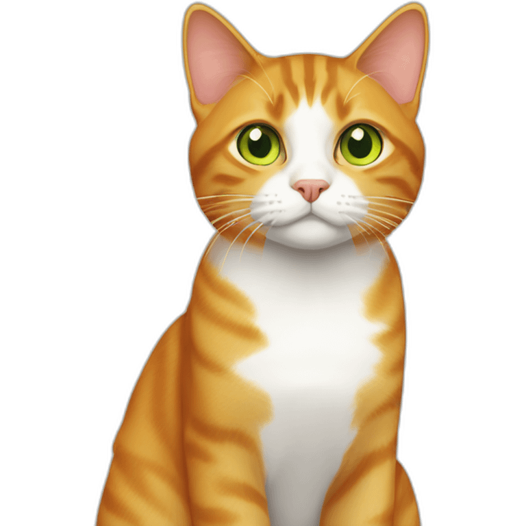 between yellow and green eyed orange tabby cat with white in her emoji