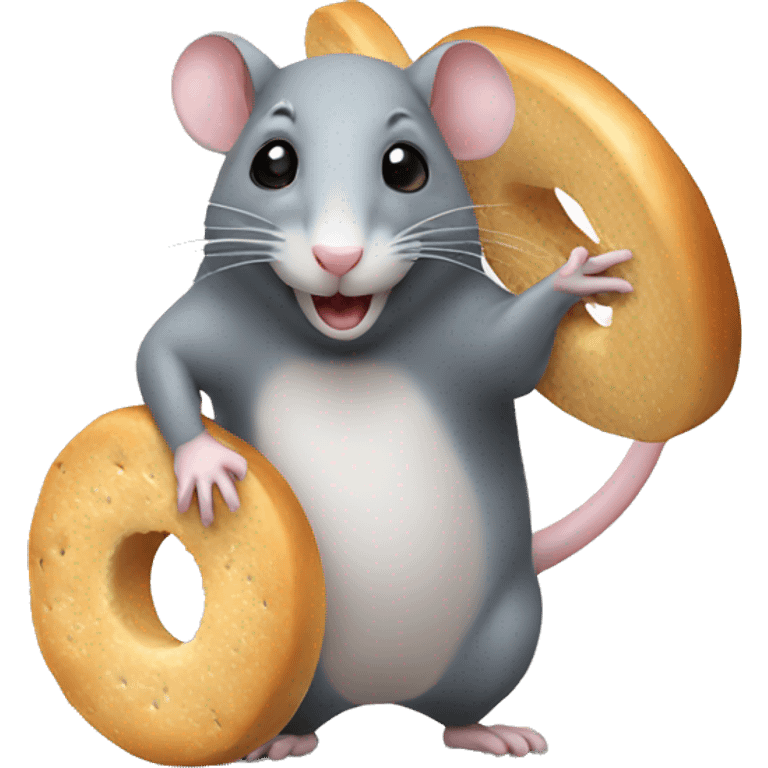 Rat with bagel emoji