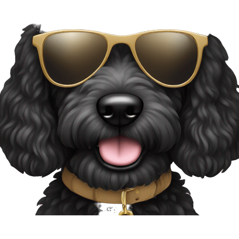 Black golden doodle  with sunglasses emoji