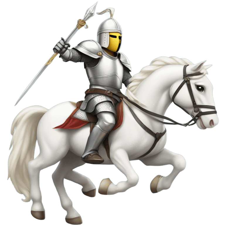 White knight on a horse charging with lance emoji