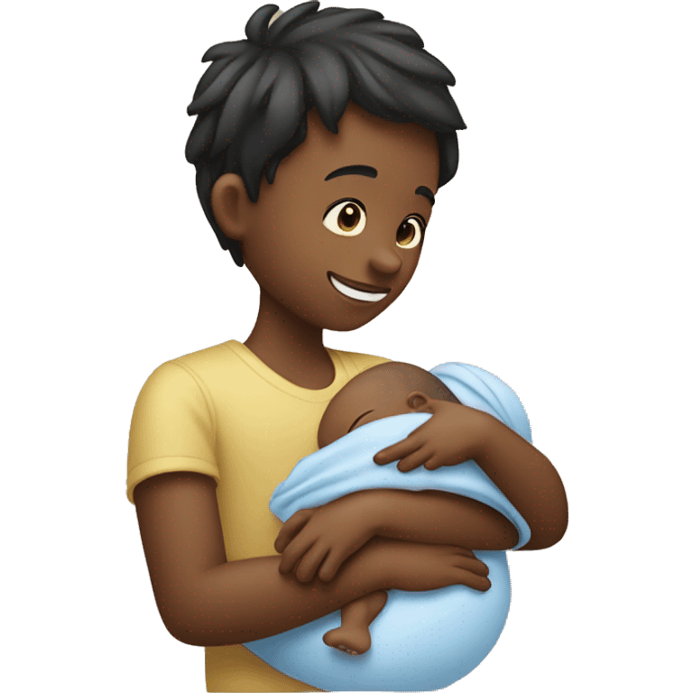 A little  boy holding a new born girl child emoji