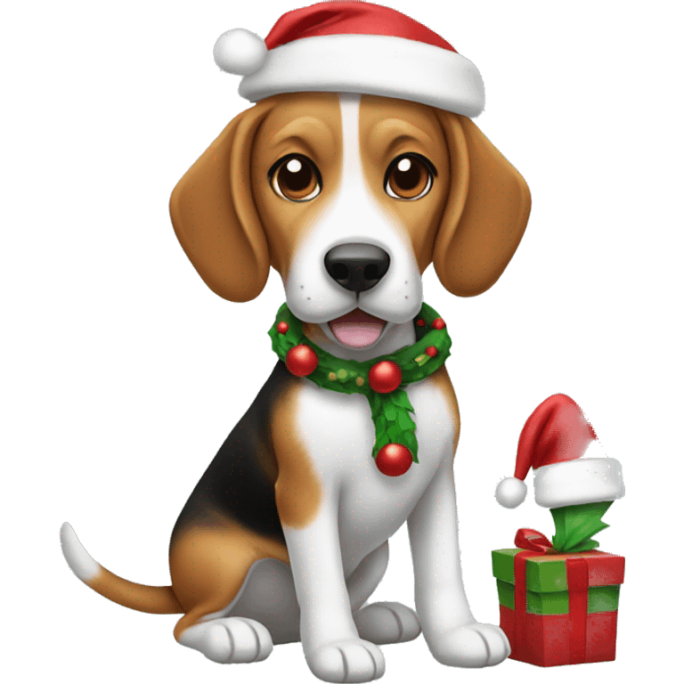 beagle with a christmas clothes  emoji