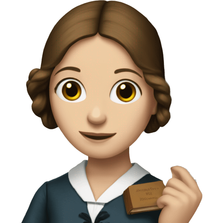 Charlotte Bronte holds a book in her hand emoji