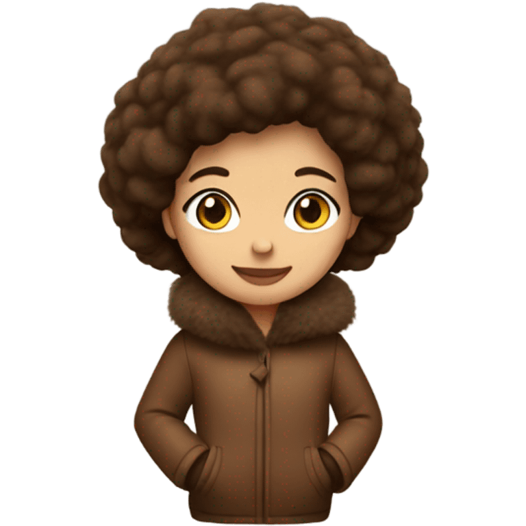 Brunette with a puff brown winter coat  emoji