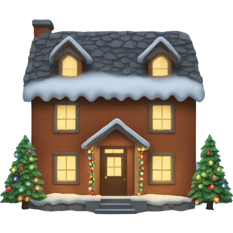 House with Christmas lights emoji