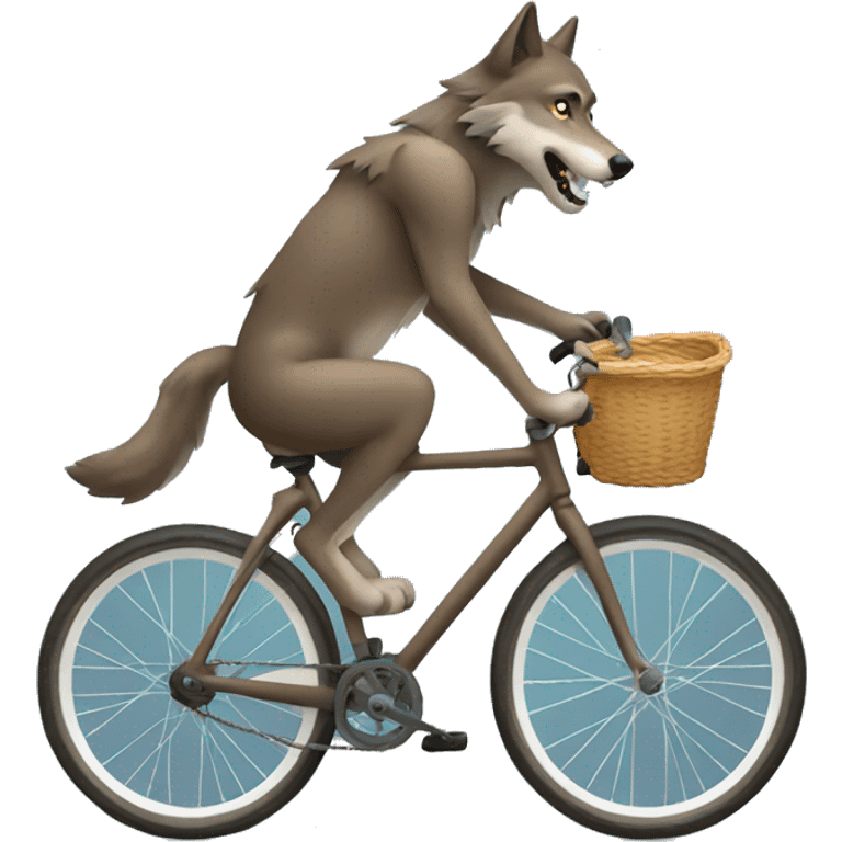 Wolf using a bike emoji