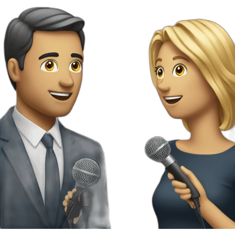 TWO PEOPLE interviewing WITH MICROPHONES emoji