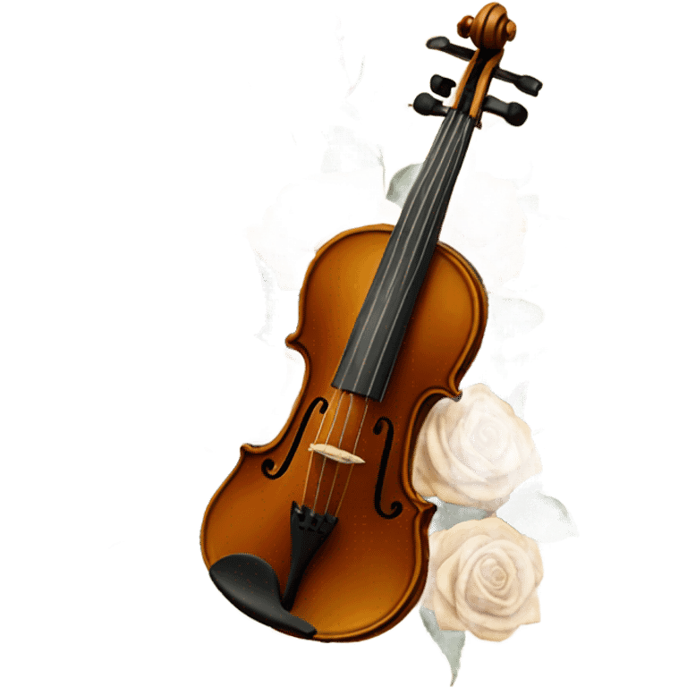 vintage violin and beige red roses emoji