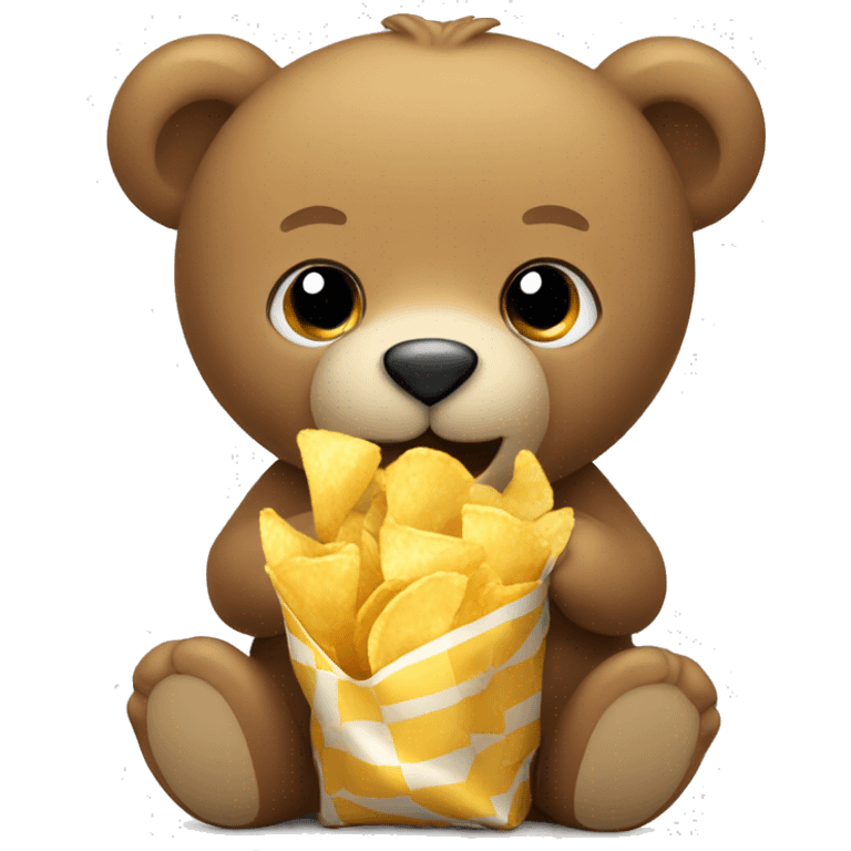 cute Teddy bear eating chips  emoji