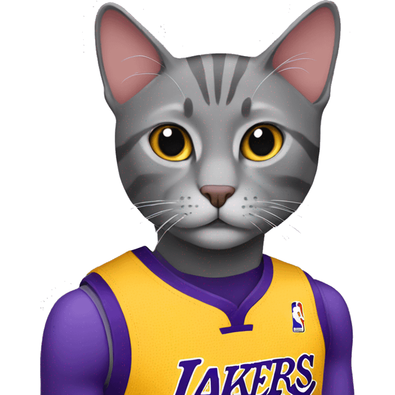 Grey Cat wearing a lakers uniform  emoji