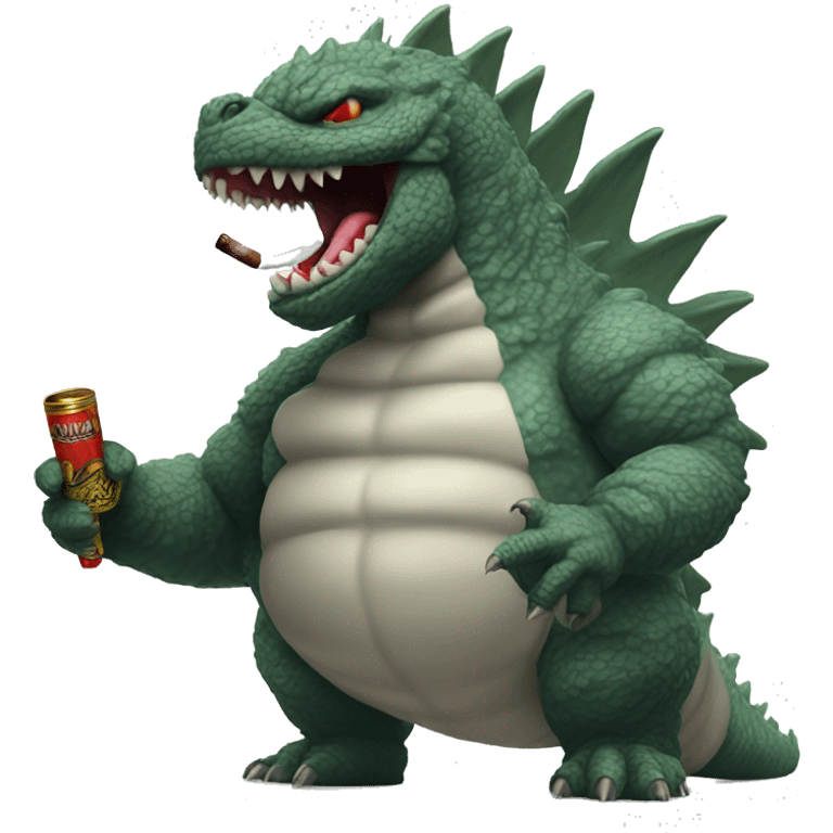 Kaiju godzilla with a cigar in mouth  emoji