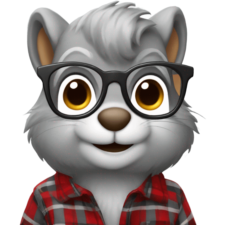 Squirrel with glasses and flannel shirt grey hair emoji