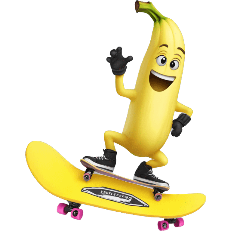 Banana in a skateboard emoji