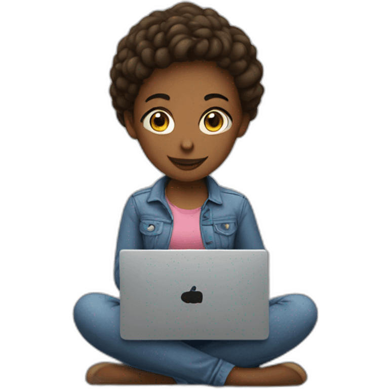 girl with a cell phone and a laptop emoji