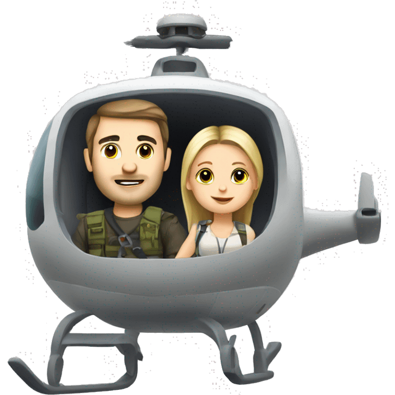 Slavic guy with a girl on a helicopter emoji