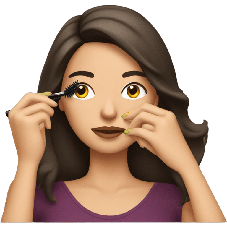 brunette woman applying mascara emoji