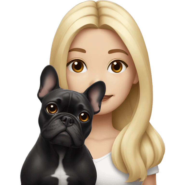 Blonde girl with black/white French bulldog emoji