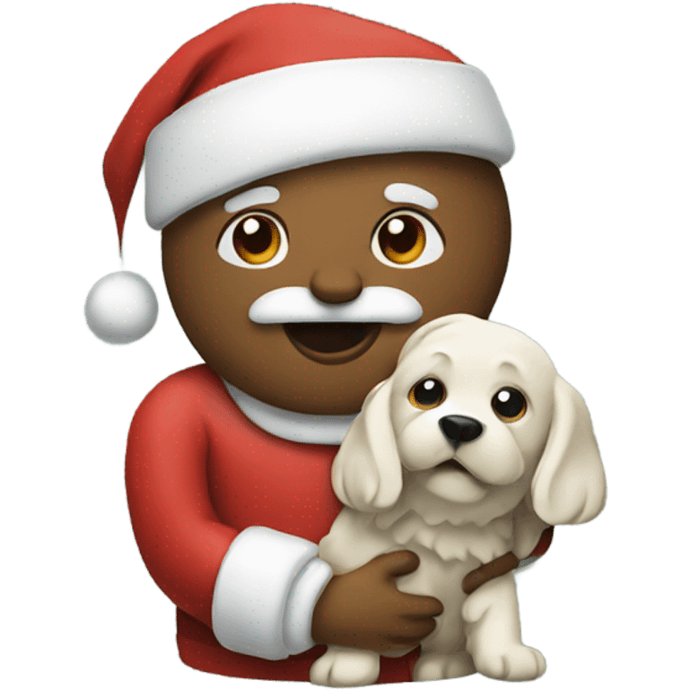 Santa holding a dog  emoji