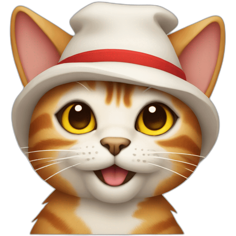 cat with a red hat and winking emoji